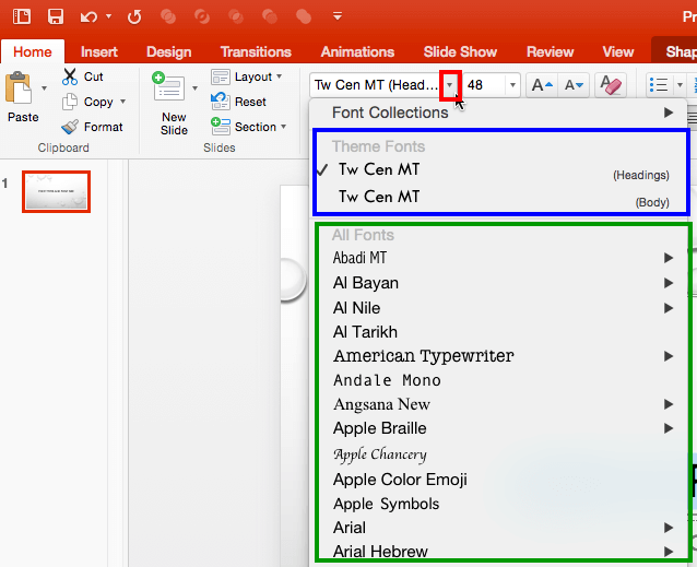 powerpoint for mac change font on all slides